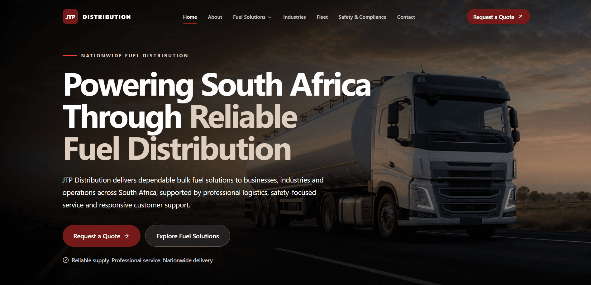 JTP Distribution website interface